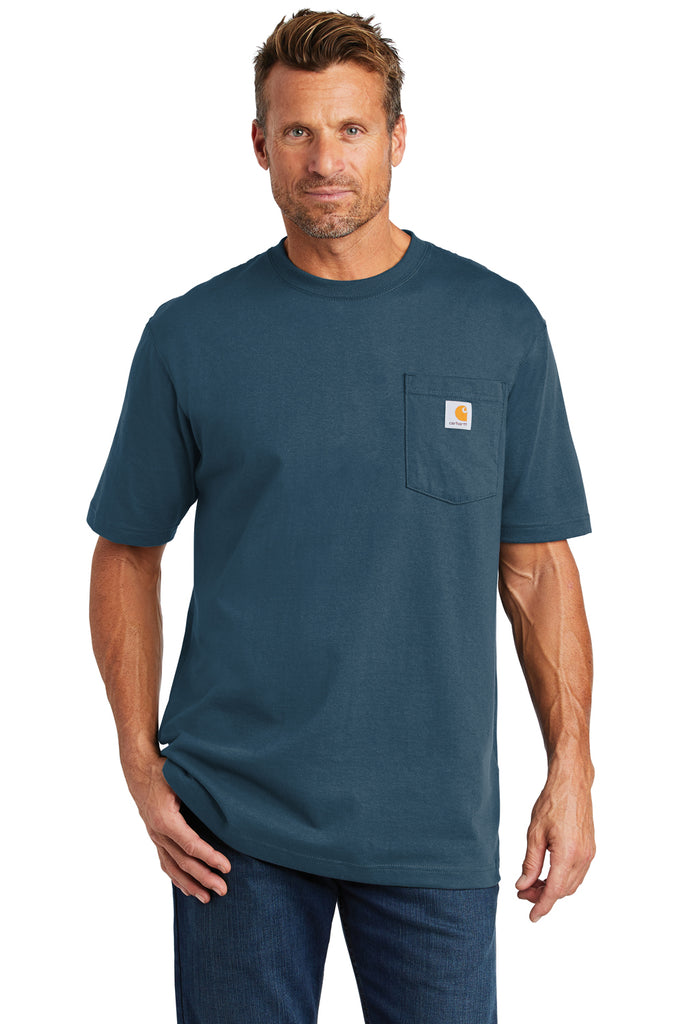 Short Sleeve w/ Mens Workwear Carhartt Blue Crewneck T- Stream Shirt — Pocket CTK87/CTTK87