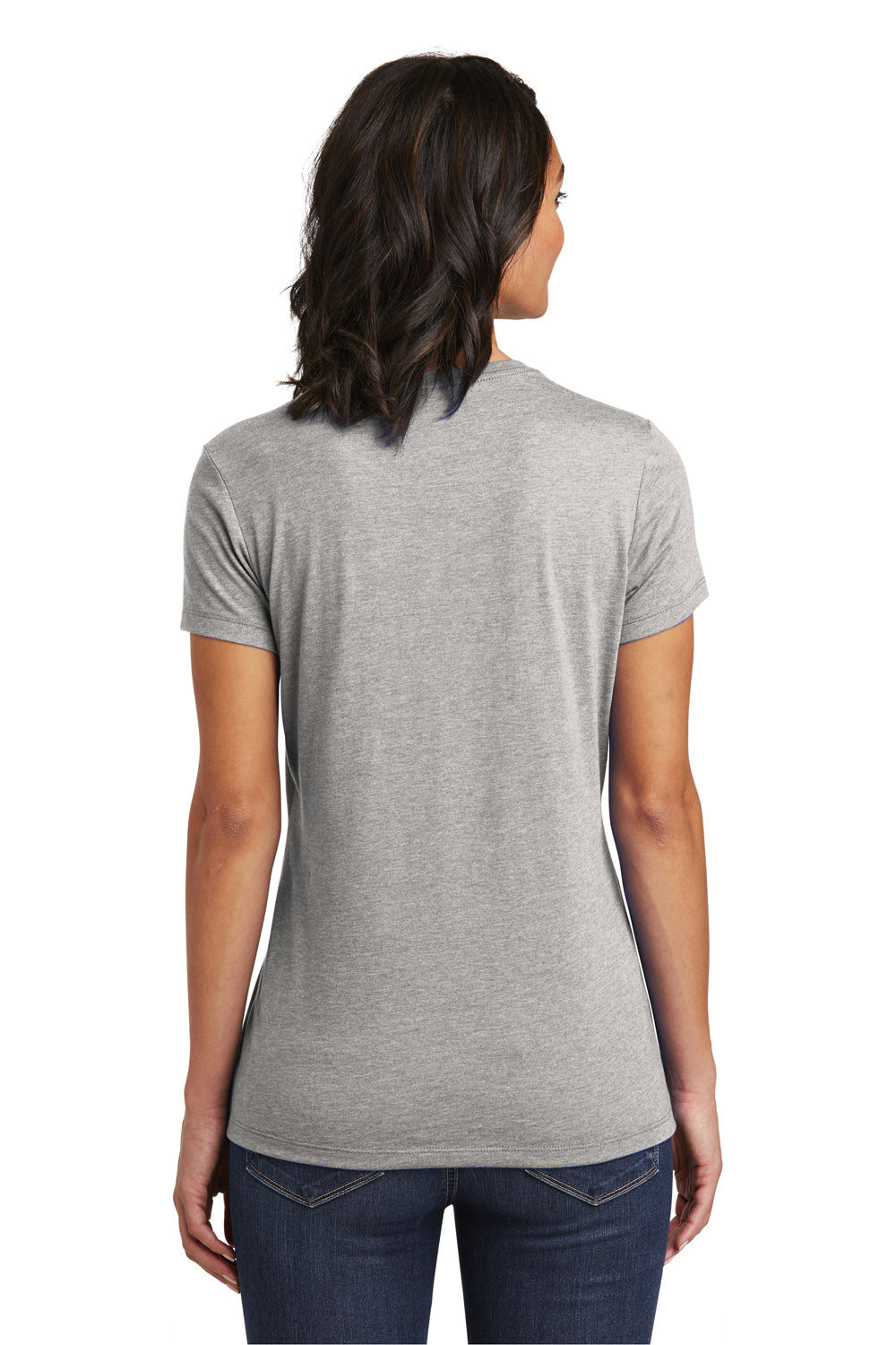 District DT6002 Womens Very Important Short Sleeve Crewneck T-Shirt Heather Light Grey Back