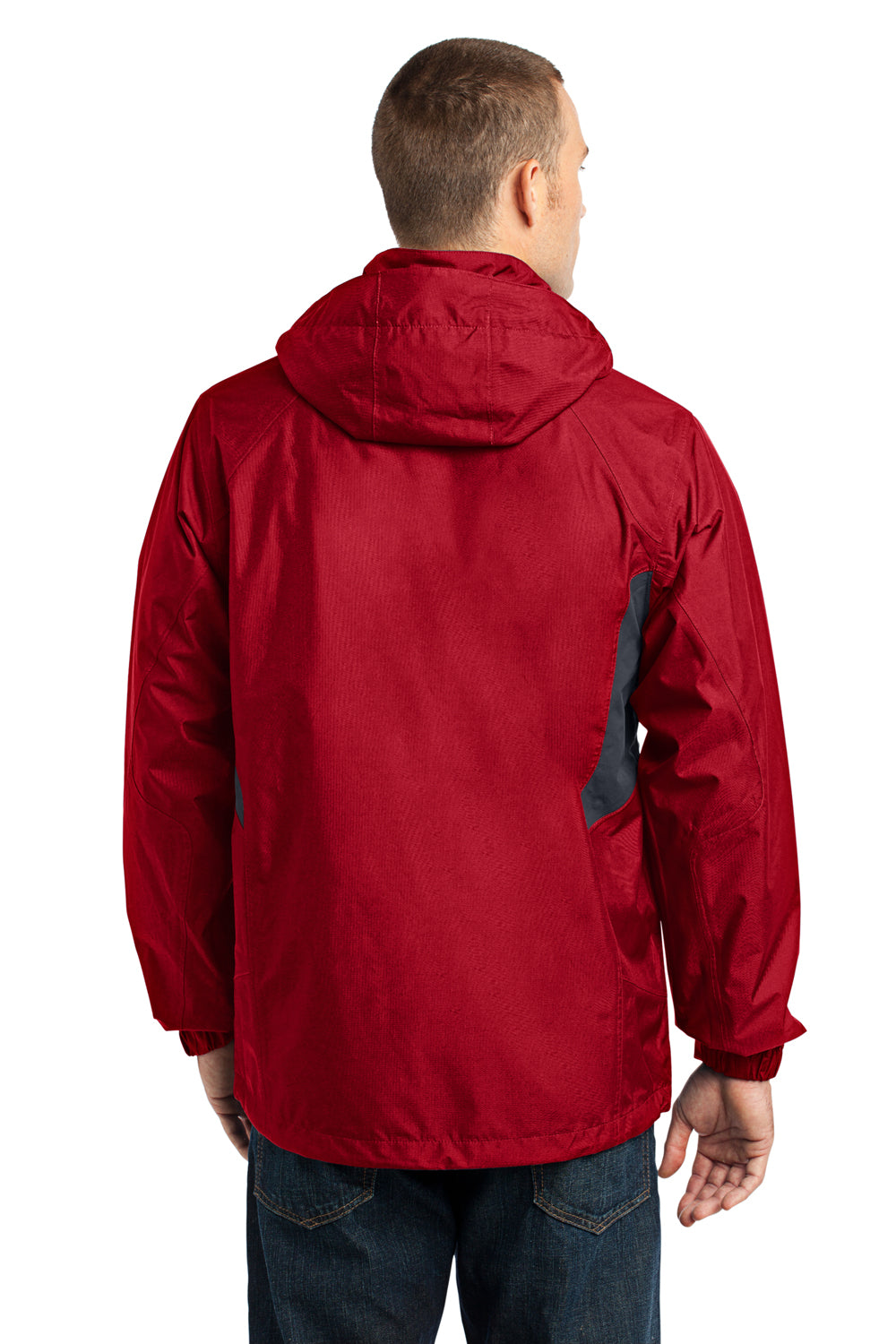 Eddie Bauer EB550 Mens Waterproof Full Zip Hooded Jacket Red Back