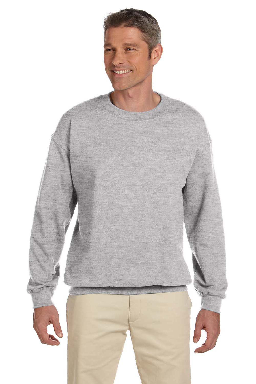 Hanes F260 Mens Ultimate Cotton PrintPro XP Crewneck Sweatshirt Light Steel Grey Front