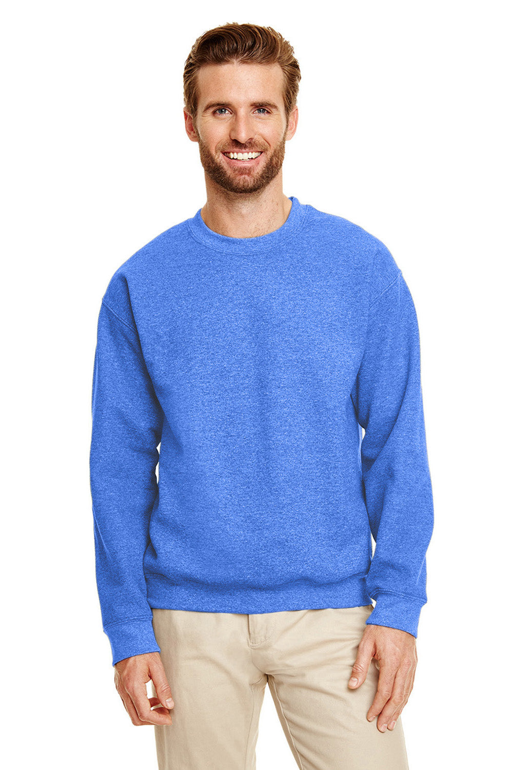 Gildan Mens Pill Resistant Fleece Crewneck Sweatshirt - Heather Royal Blue