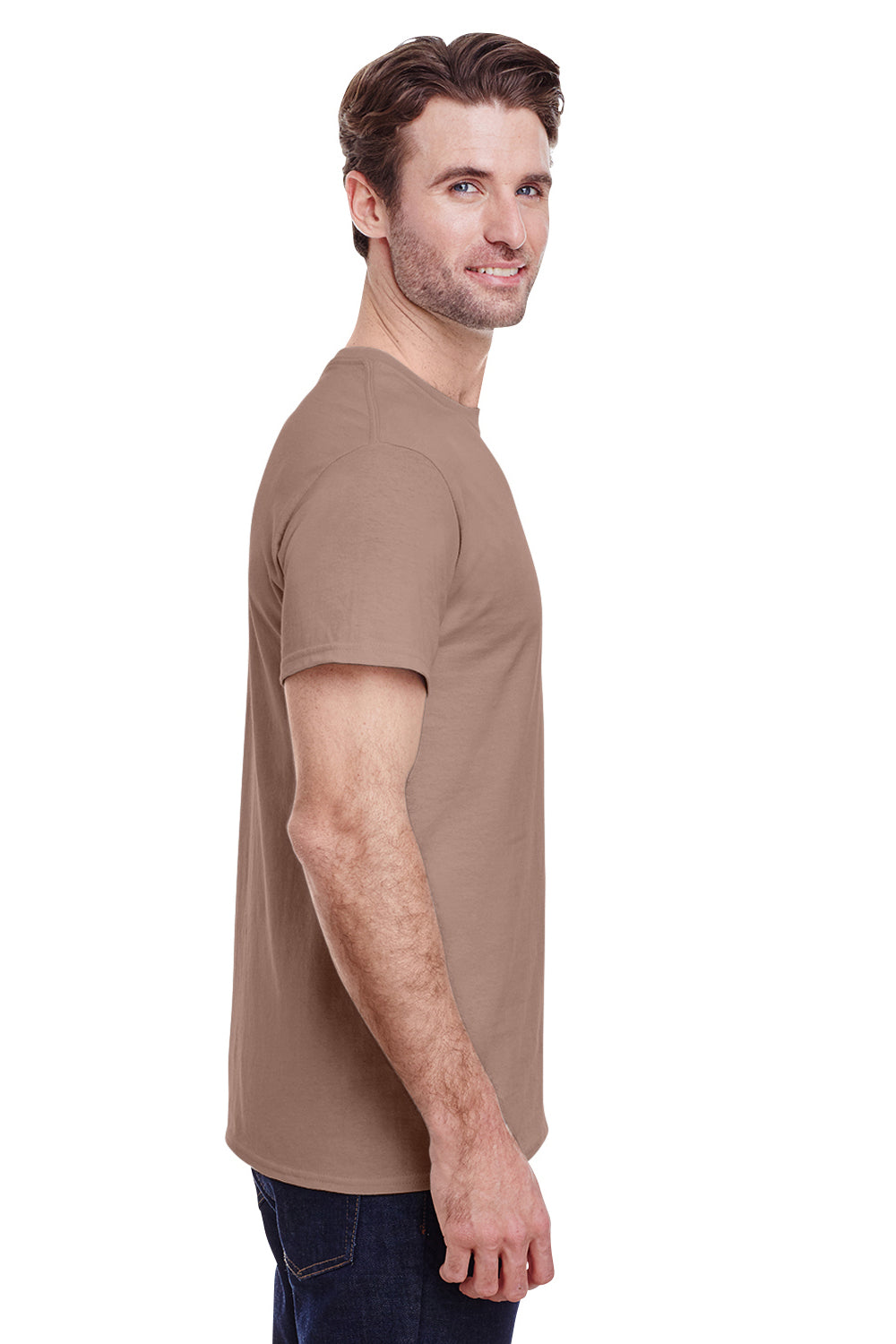 Gildan 5000/G500 Brown Savana Short Mens Crewneck — Sleeve T-Shirt