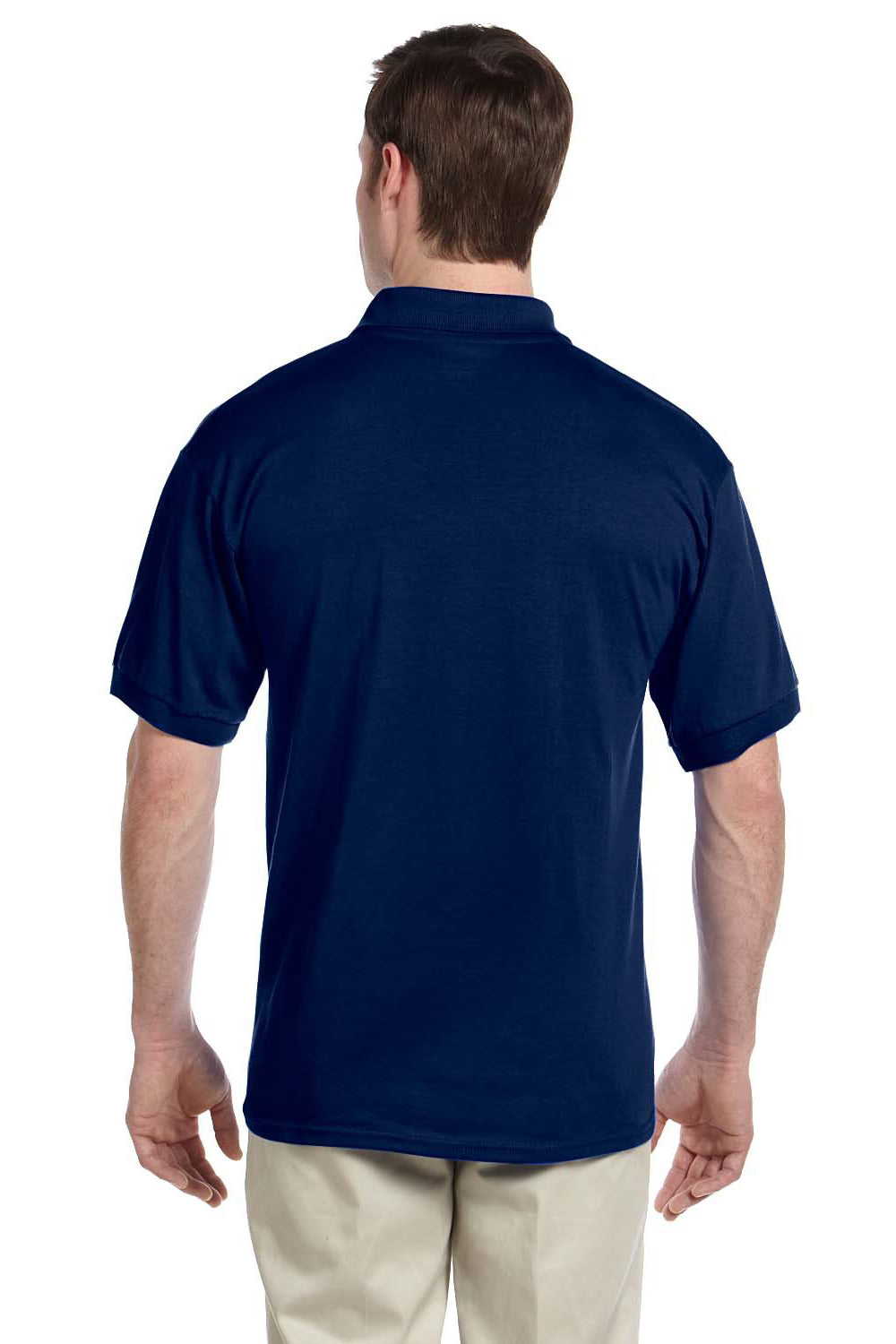Gildan G890 Mens DryBlend Moisture Wicking Short Sleeve Polo Shirt w/ Pocket Navy Blue Back