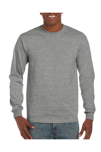 Gildan H400 Mens Hammer Long Sleeve Crewneck T-Shirt Heather Graphite Grey Front