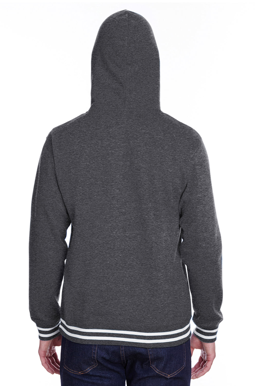 J America JA8649 Mens Relay Fleece Hooded Sweatshirt Hoodie Black Back