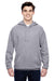 J America JA8815 Mens Tailgate Fleece Hooded Sweatshirt Hoodie Oxford Grey Front