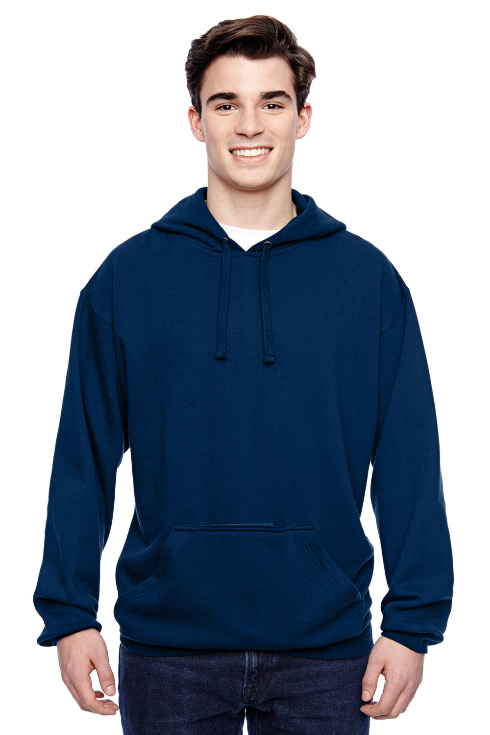 J America JA8815 Mens Tailgate Fleece Hooded Sweatshirt Hoodie Navy Blue Front