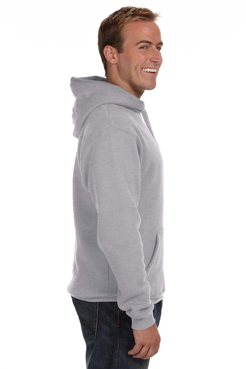 J America JA8824 Mens Premium Fleece Hooded Sweatshirt Hoodie Oxford Grey Side