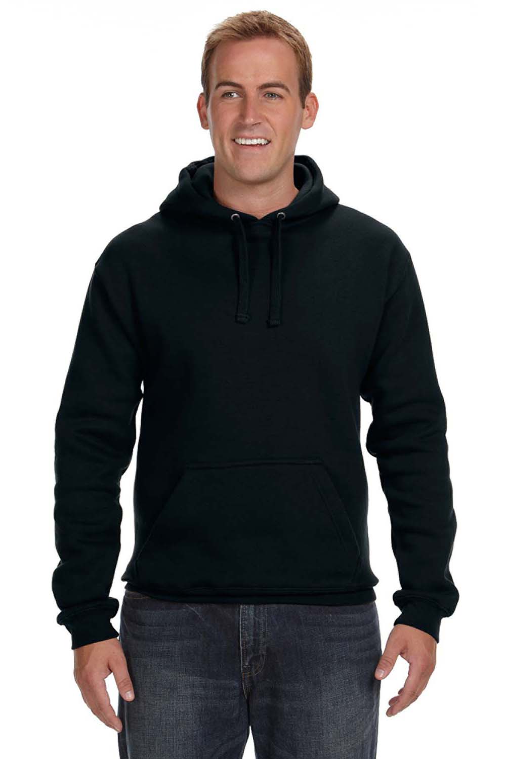 J America JA8824 Mens Premium Fleece Hooded Sweatshirt Hoodie Black Front