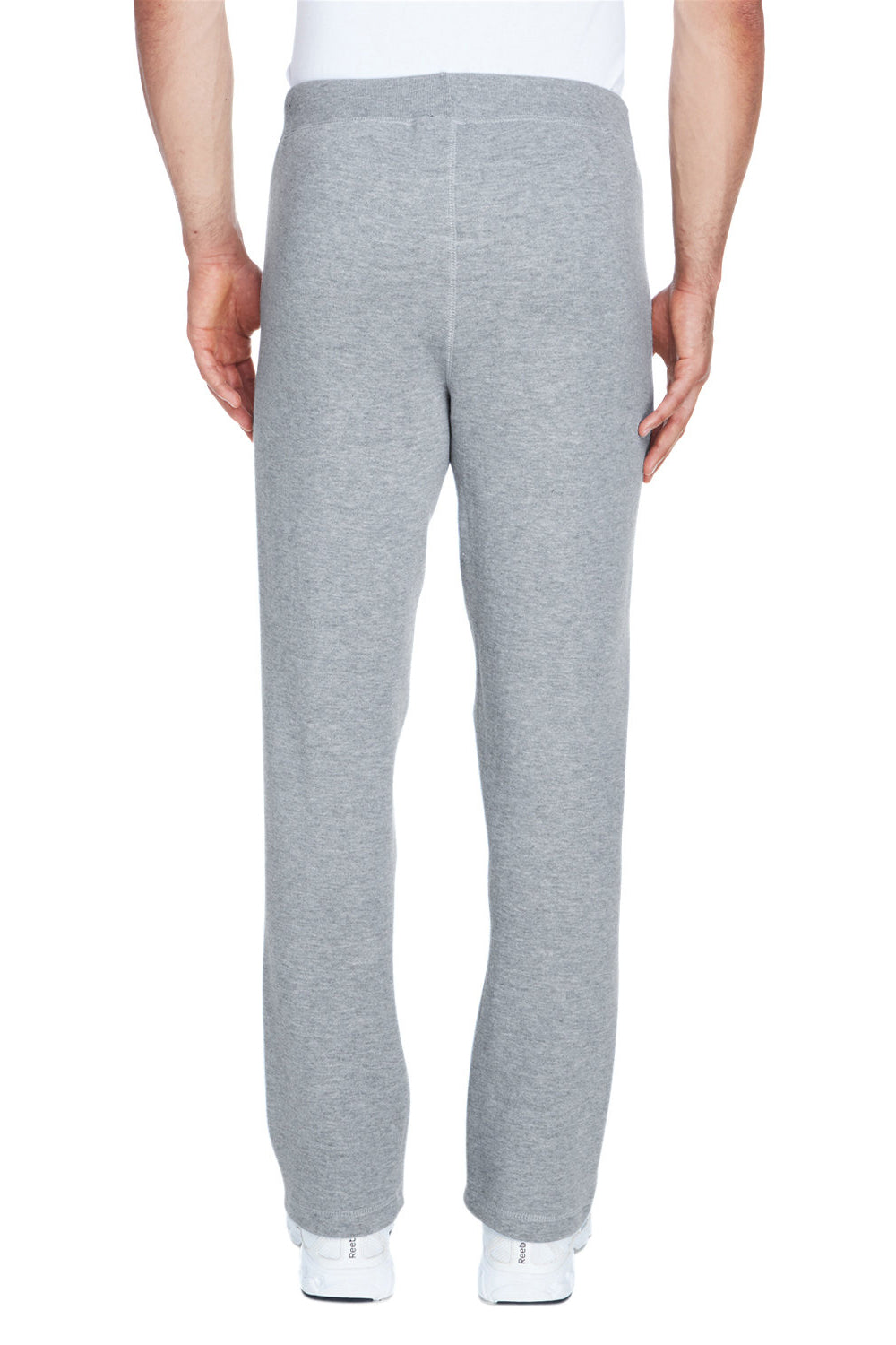 J America JA8992 Mens Open Bottom Fleece Sweatpants w/ Pockets Oxford Grey Back