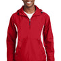 Sport-Tek Mens 1/4 Zip Hooded Jacket - True Red/White - Closeout