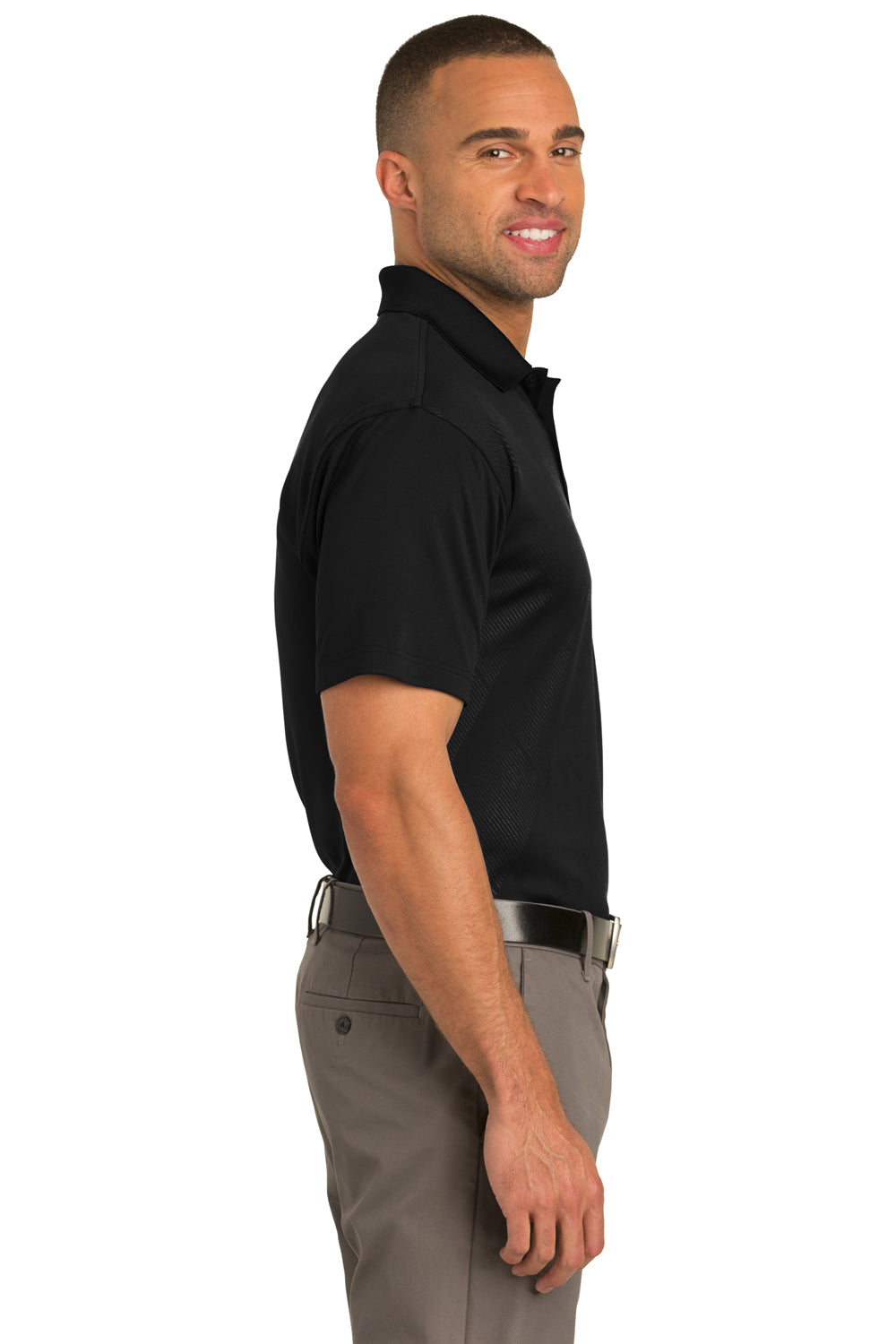 Port Authority K548 Mens Tech Moisture Wicking Short Sleeve Polo Shirt Black Side