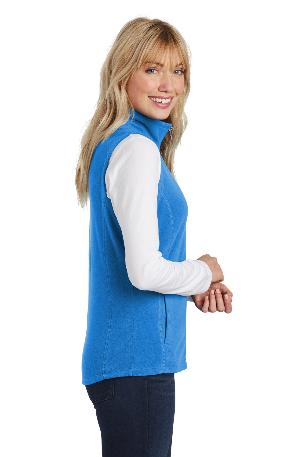 Port Authority L226 Womens Light Royal Blue Pill Resistant Microfleece Full  Zip Vest —