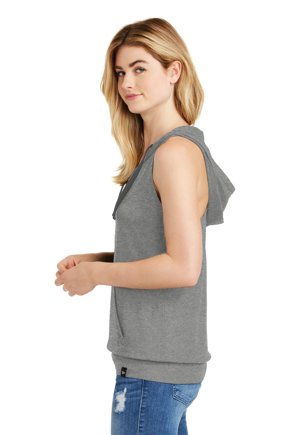 New Era LNEA106 Womens Heritage Hooded Tank Top Heather Shadow Grey Side