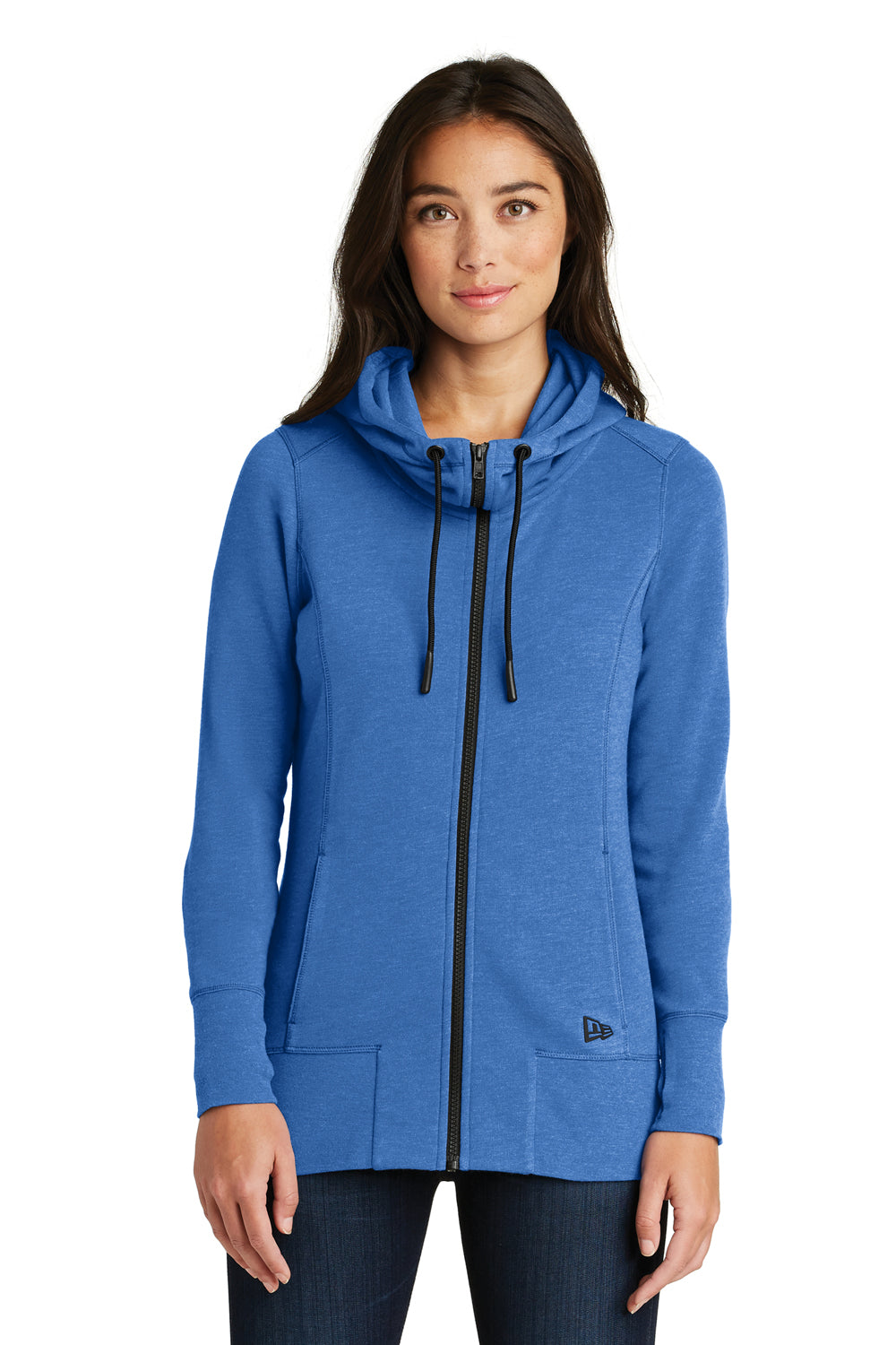 New Era LNEA511 Womens Heather Royal Blue Fleece Full Zip Hooded