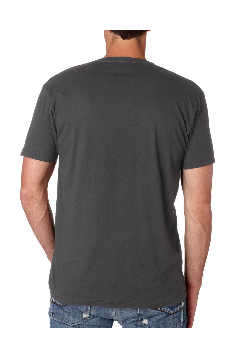 Next Level N3200 Mens Fine Jersey Short Sleeve V-Neck T-Shirt Heavy Metal Grey Back