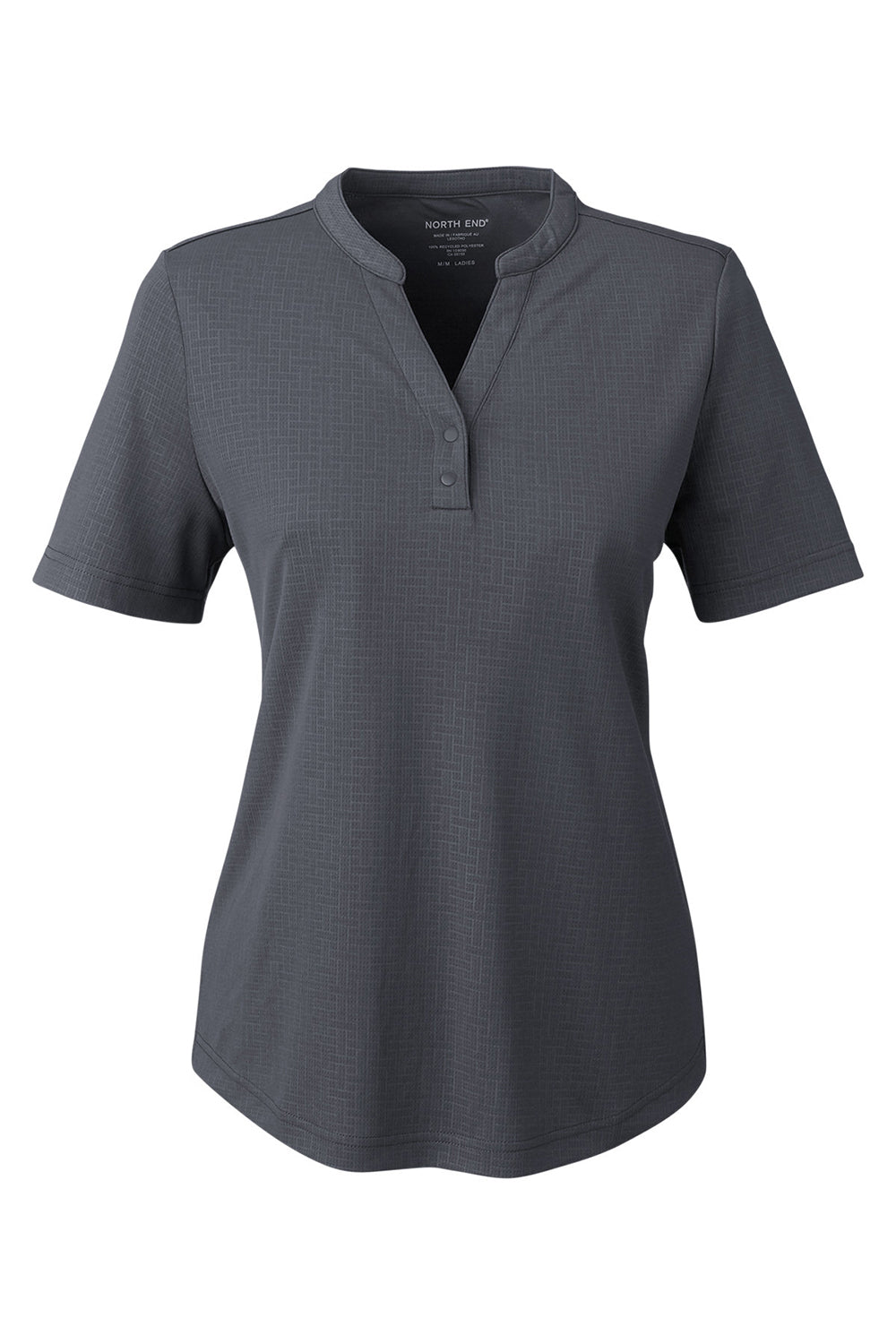 North End NE102W Grey Carbon Wicking Sleeve — Replay Recycled Short Moisture Womens Polo Shirt