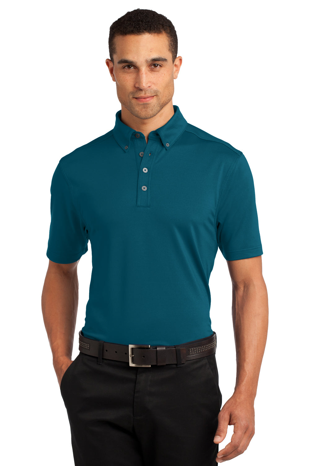 Ogio OG122 Mens Gauge Moisture Wicking Short Sleeve Polo Shirt Teal Blue Front