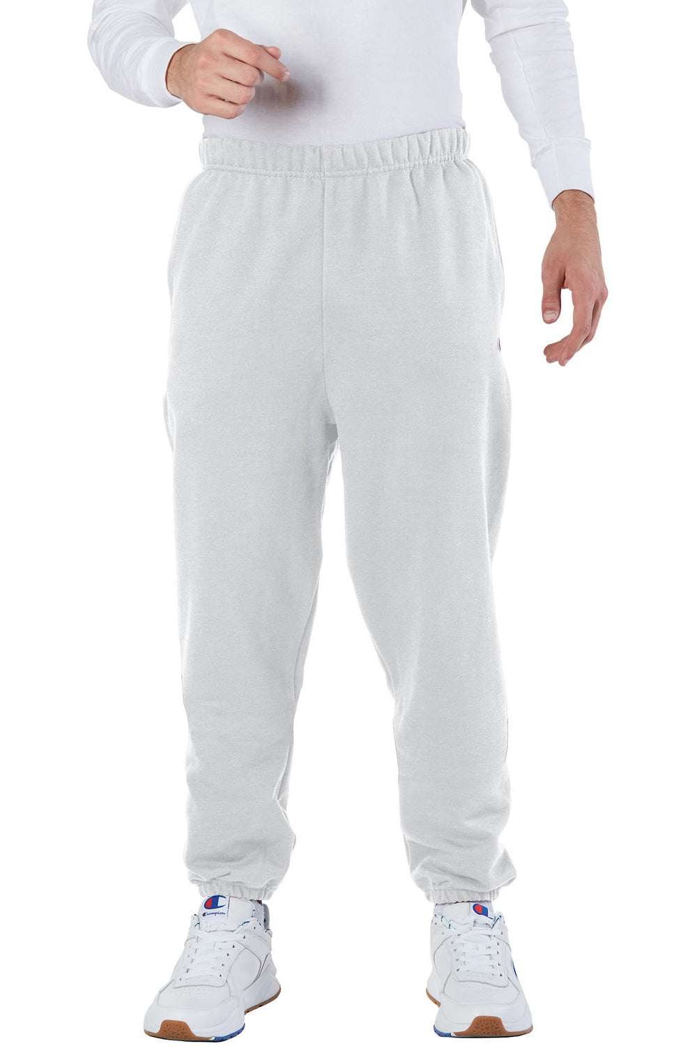 Champion RW10 Mens Reverse Weave Fleece Sweatpants w/ Pockets Silver Grey Front