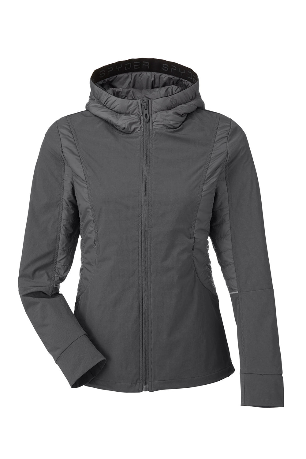 Spyder S17921 Womens Powerglyde Full Zip Hooded Jacket Polar Grey Flat Front