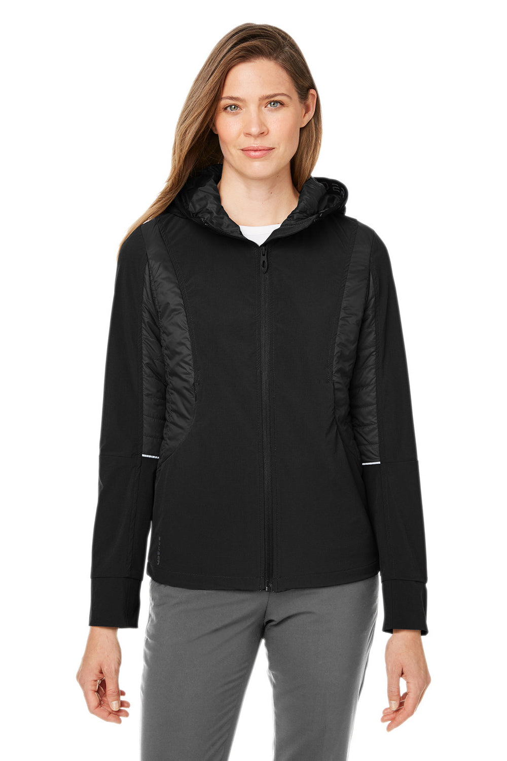 Spyder S17921 Womens Powerglyde Full Zip Hooded Jacket Black Front