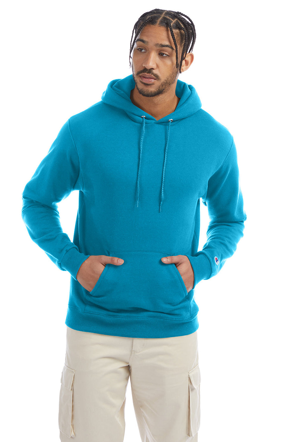 Hooded Moisture Wicking Sweatshirt Champion Blue Fleece Tempo Hoodie Eco Dry — S700 Double Mens Teal