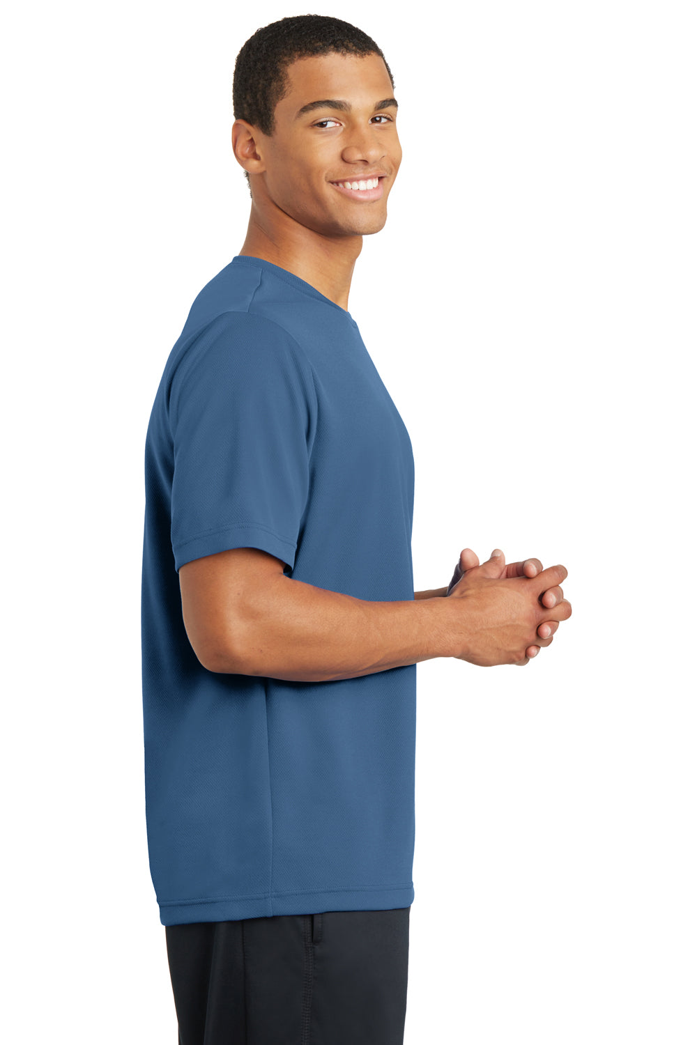 Sport-Tek ST340 Mens RacerMesh Moisture Wicking Short Sleeve Crewneck T-Shirt Dawn Blue Side