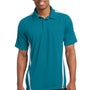 Sport-Tek Mens Micro-Mesh Moisture Wicking Short Sleeve Polo Shirt - Blue Wake/White - Closeout