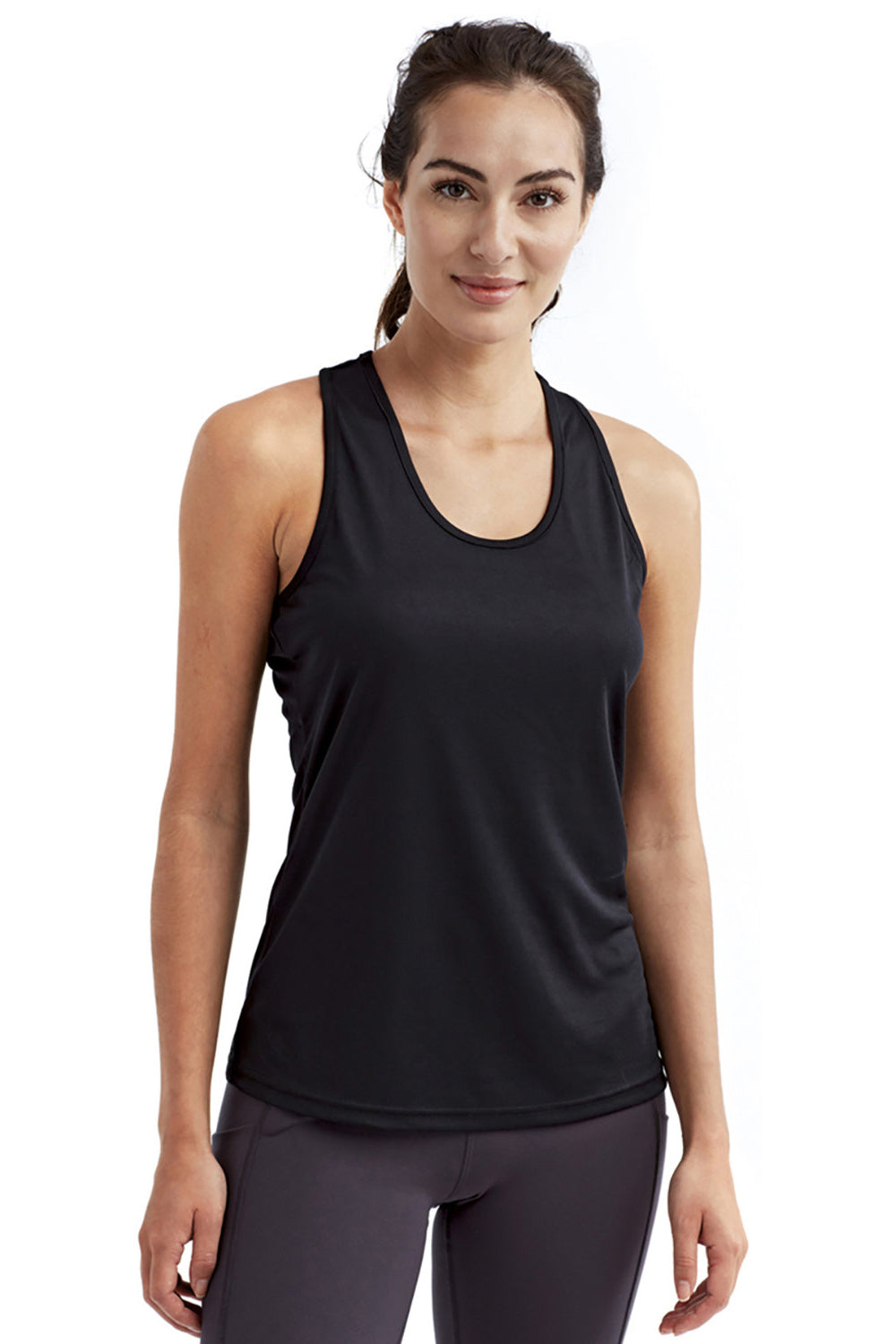 TriDri TD042 Womens Venus Knot Back Moisture Wicking Tank Top Black Front